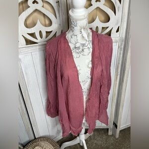 CLICK Color Me Cotton CMC Mauve Layered Flowy Kimono Open Blazer Top Sz Large